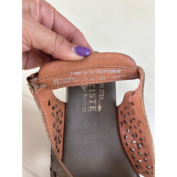 Spring Step L'Artiste Floral Low Boho Wedge Sandals Size 36 Leather Multicolor - Picture 6 of 10